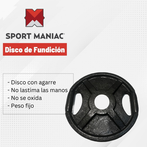 Imagen 2 de 3 de Discos Pesas Sol Fundición Maciza 30mm Con Agarre 5 Kg