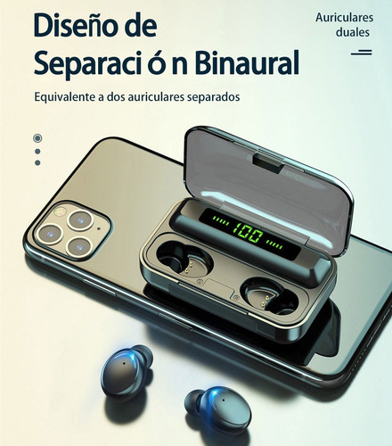 Audífonos Tws Bluetooth 5.0 Táctiles Ipx7 Con Caja De Carga