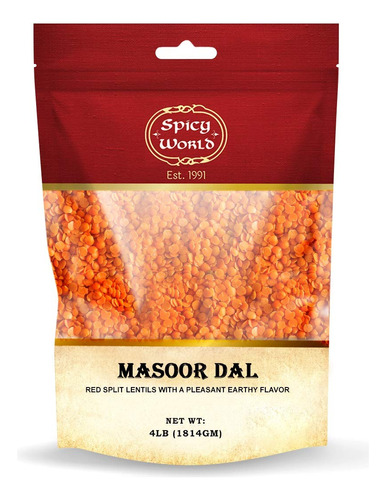 Spicy World Masoor Dal - Bolsa De 4 Libras - Lentejas Rojas 