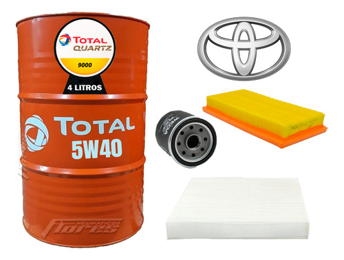 Cambio Aceite Total 5w40 4l + Kit Filtros Toyota Yaris 1.5