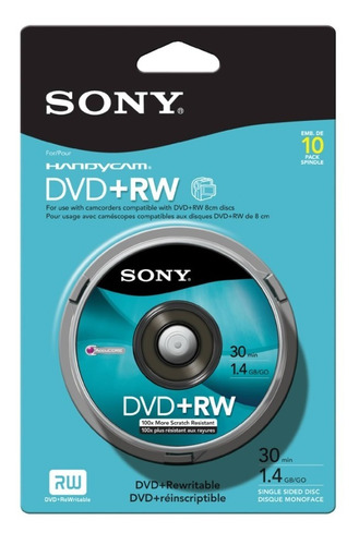 Sony Mini Dvd+rw 1.4gb 30min Cake 10 Unid Regrababl Ecoffice