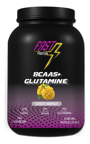 Aminoácidos Bcaas + Glutamina Fast 1kg Varios Sabores Mango