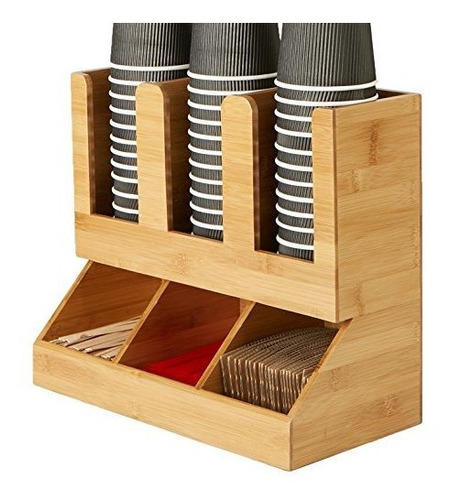 Mind Reader 6 Compartimentos Bamboo Upright Coffee Breakroom