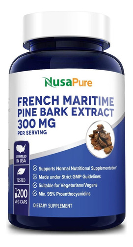 French Maritime Pine Bark 300mg Corteza De Pino Marítimo Sabor S/n