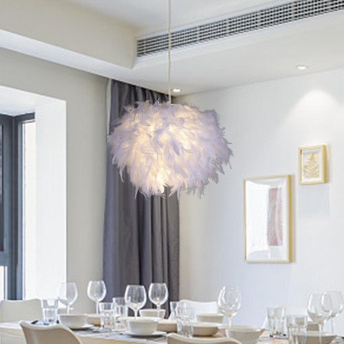 Lámpara De Plumas, Cubierta Para Luz Diámetro 35cm