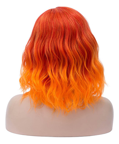 Magqoo Peluca De Fuego De Llama Naranja, Parte Lateral, Pelu