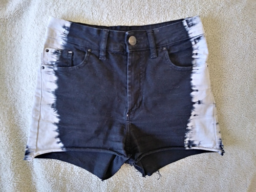 Short Jean Complot Negro Blanco Outlet T25/ S  Cint Alta