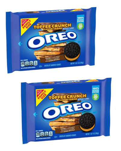 Pack 2 Galletas Oreo Toffee Crunch Creme 482g C/u Importadas