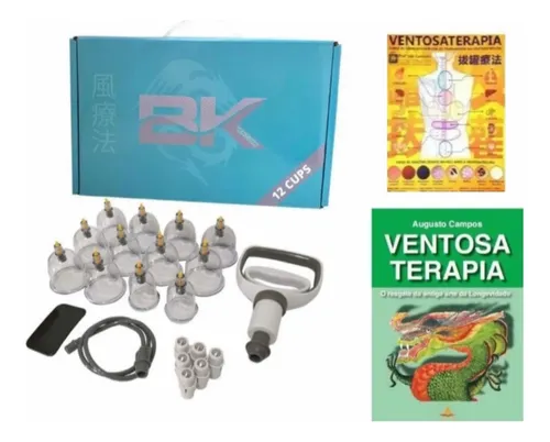 comprar Ventosa Bk 12 Copos Mais Livro E Mapa De Ventosaterapia