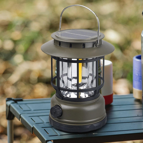 Linterna Solar Para Acampar, Lámpara Led Multifuncional