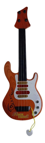 Guitarra De Plástico Marrom Com Palheta 45cm