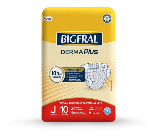 Imagem 1 de 5 de Fralda Bigfral Derma Plus Tamanho Juvenil - 10 Unidades