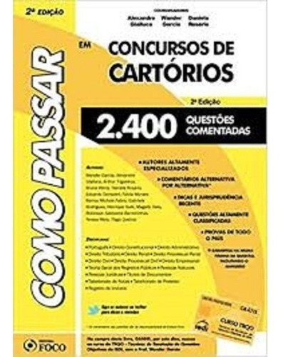 Como Passar Em Concursos De Cartórios:, De Alexandre Gialluca. Editora Foco Juridico, Capa Mole Em Português, 2013