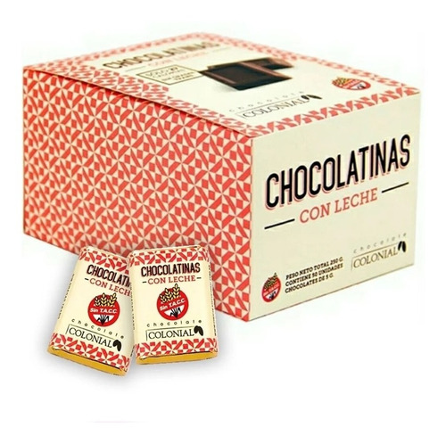 Chocolatinas Con Leche Colonial Cajita 50 Unidades X 4