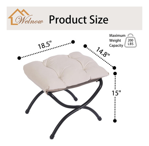 Taburete Plegable Tapizado Con Cojin Desmontable - Beige