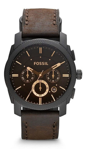 Reloj Hombre Fossil Fs4656 Cuarzo 42mm Pulso Marron En Cuero