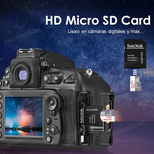 Memoria Sd 32gb Sandisk P/ Celular Tablet Camaras Wifi, Dron