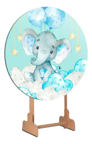 Painel Redondo De Festa Elefante 3d Sublimado 1,5m
