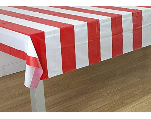 Rojo Y Blanco Rayas Carnaval Them Party Tablecover Pack De 3