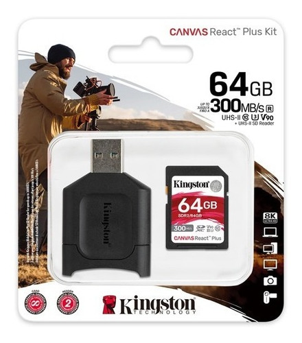 Sd Kingston 64gb Canvas 300mb/s Uhs-ii + Leitor + Nfe Novo