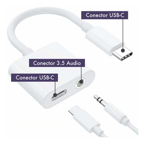 Adaptador Usb Tipo C 3.5 Dual Audio Carga