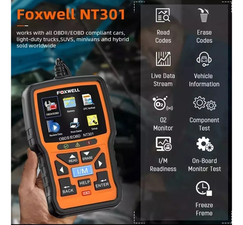 Scanner Automotivo Foxwell Nt301 Obd2 Leitor De Falhas Carro