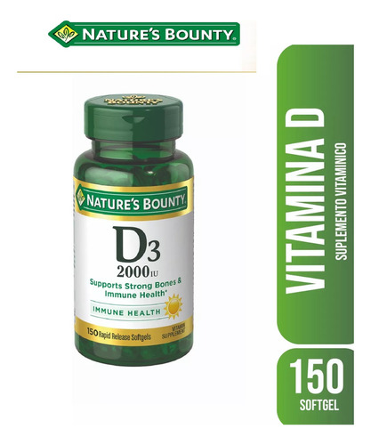 Natures Bounty Vitamina D3 50mcg Suplemento X150 Capsulas