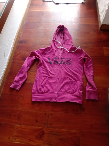 Buzo Capucha Campera Vans T S Mujer Bordo