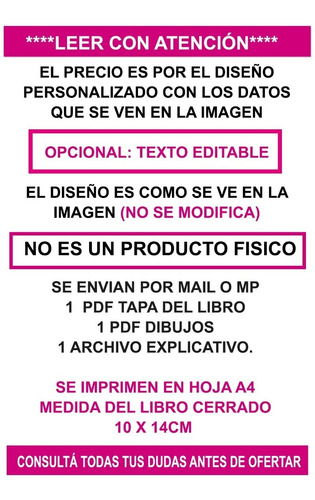 Kit Imprimible Mini Librito Personaliza Pintar Bluey Niña