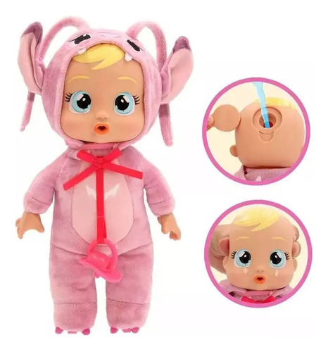 Cry Babies Disney Plush Baby Doll Tiny Cuddles Stitch Rosa