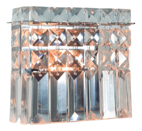 Arandela de Cristal Legítimo Quadrado Paris Aço Inox Parede 16x16cm LLUMM Bronzearte