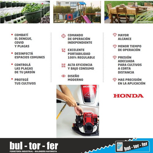 Imagen 4 de 7 de Fumigador Mochila A Exprosion Honda Wjr4025 Motor 4t