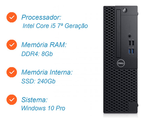 Desktop Dell Optiplex Core I5 7ºgeração 8gb Ssd 240gb Win10