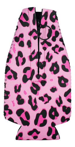 Botella De Cerveza Con Estampado De Leopardo Coolie (1, Rosa