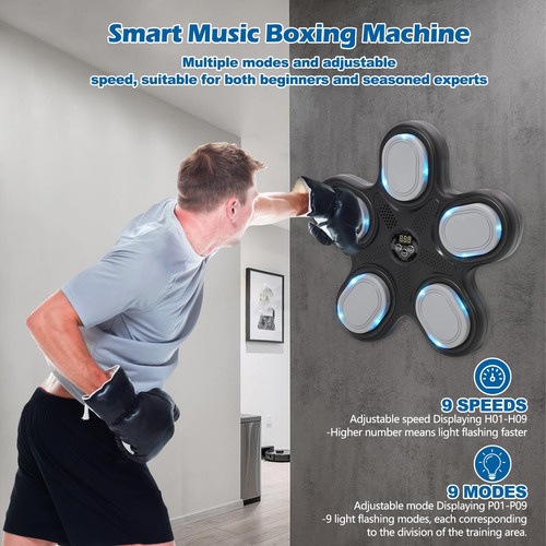 Máquina De Boxeo De Pared Con Bluetooth Y Guantes Para Niños