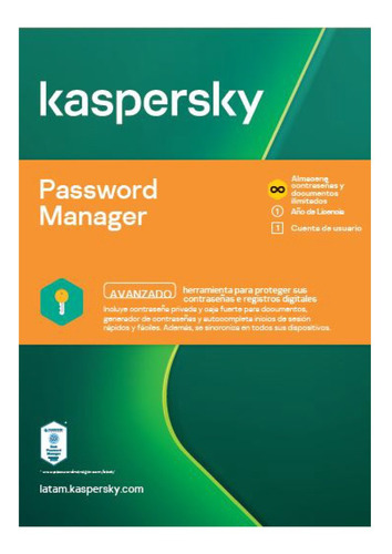 Imagen 1 de 3 de Licencia Kaspersky Cloud Password Manager 1 Disp 1 Año