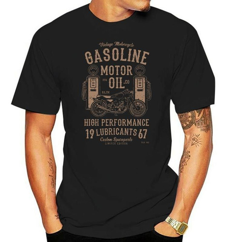 Camiseta De Motociclista Vintage De Gasolina Motor Oil Motor