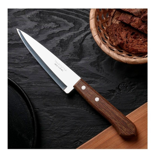 Imagen 4 de 10 de Cuchilla De Cocina Tramontina Cabo Madera 6'' 28 Cm
