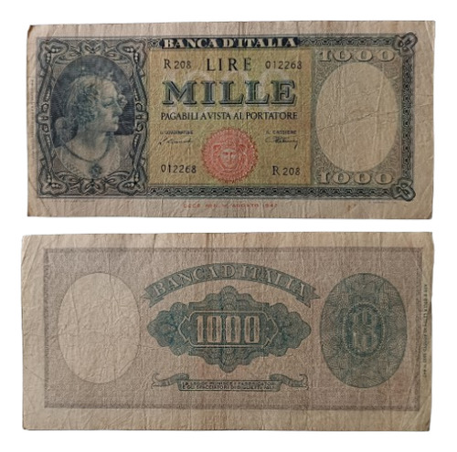 Cédula Lire Mille / 1000 Banca D' Itália 1947 (Usado)