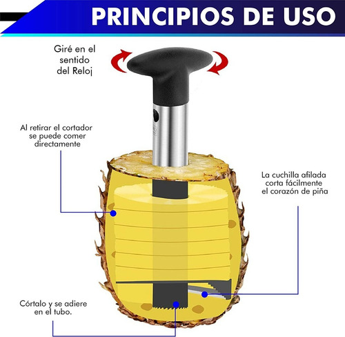 Imagen 5 de 8 de Descorazonador De Piña En Rebanadas De Acero Inoxidable