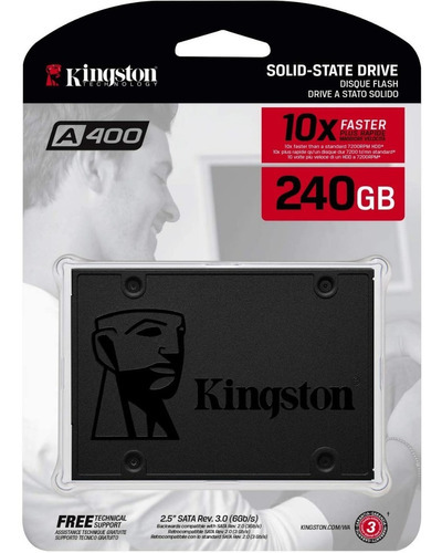 Unidad De Estado Solido Kingston A400, 240gb, Sata 6gb/s Color Negro