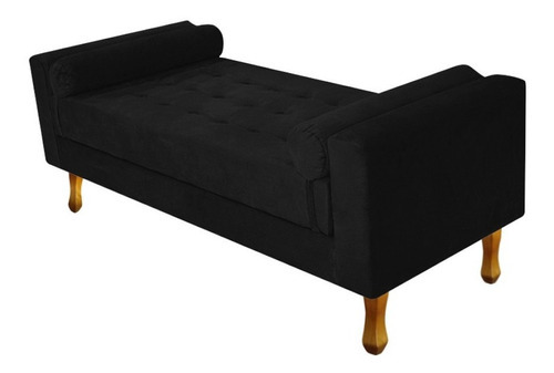 Recamier Félix Queen Size 160cm Suede Preto - Doce Sonho Cor Preto Desenho Do Tecido Suede