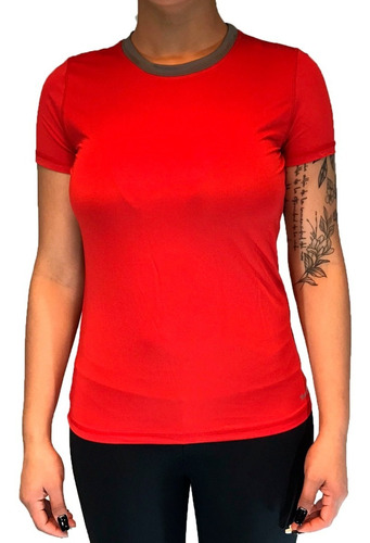 Remera Team Gear  Lifestyle Mujer Mc Rojo-gris Cli