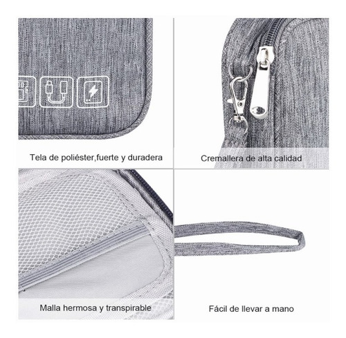 Imagen 4 de 7 de Bolso Organizador De Cables Para Viaje Con Compartimentos