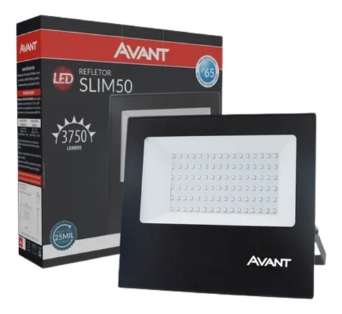 Refletor 50w Led 6500k Avant Prova D Agua Holofote Branco Carcaça Preto Luz Branco-frio 110V/220V