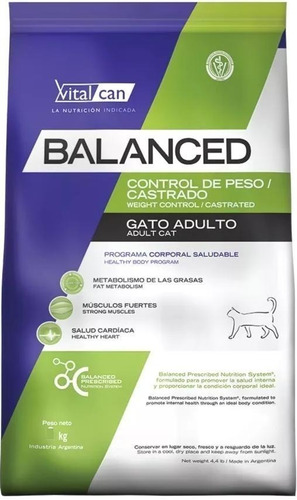 Vitalcan Balanced Gato Control De Peso Castradox7,5kg-envios