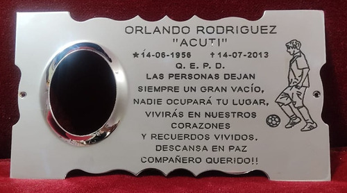 Placa Recordatoria Cementerio 25x15 Jugador Futbol + Foto