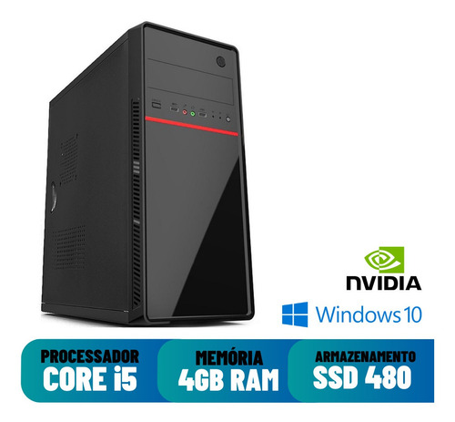 Imagem 1 de 2 de Computador Star Core I5 4gb Ram Ssd 480gb Win10 Geforce 1gb.