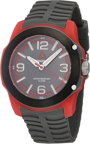 Reebok 300ct - Reloj Para Hombre, Color Gris/rojo, Caja De