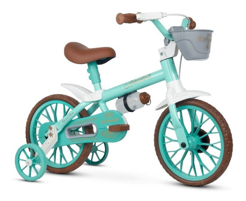 Mountain bike infantil Nathor Mini Antonella Antonella aro 12 freios tambor cor acqua com rodas de treinamento